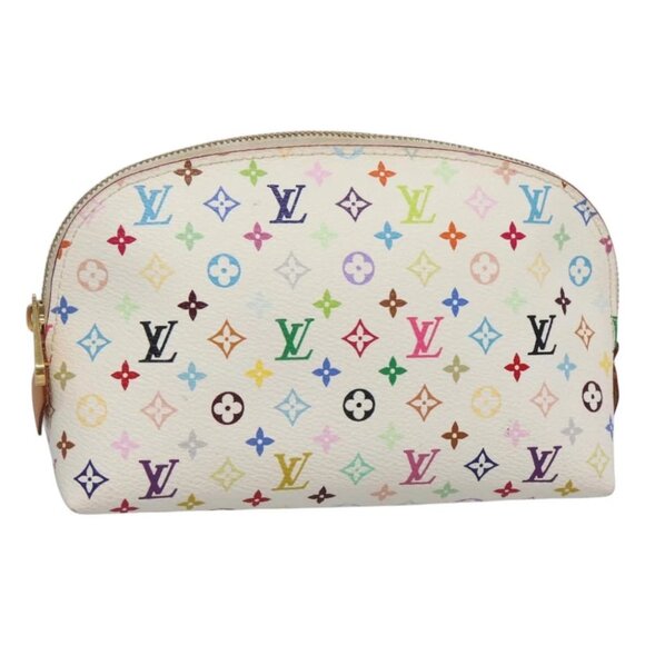 LOUIS VUITTON Monogram Multicolor Pochette Cosmetic White M47354 LV Auth 116014 - Picture 1 of 15